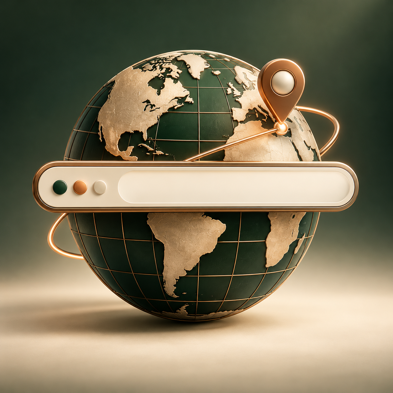 Globe and browser address concept for domain registration