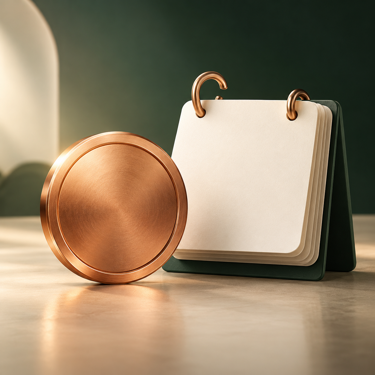 Calendar and coin representing website costs