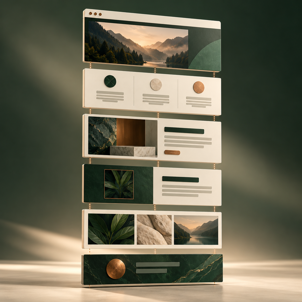 Stacked website content sections