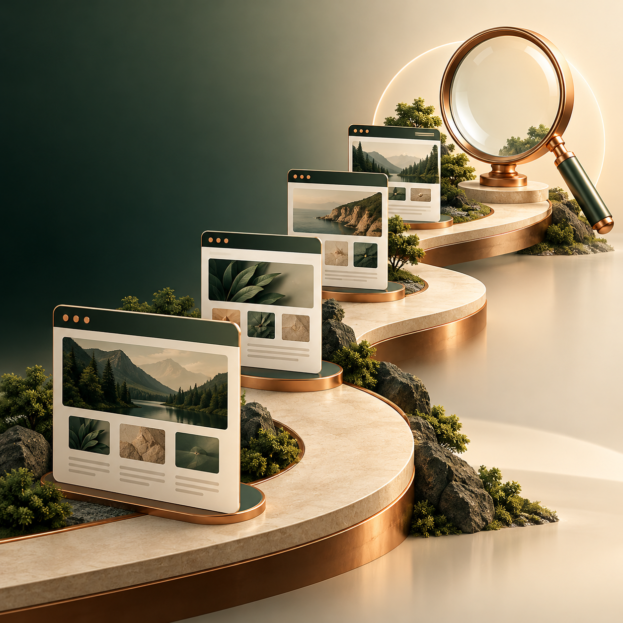 Website pages and search discovery illustration