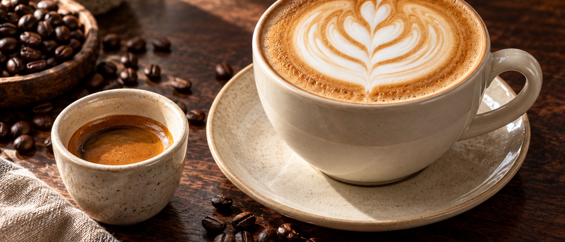 Coffee and espresso served at a cafe