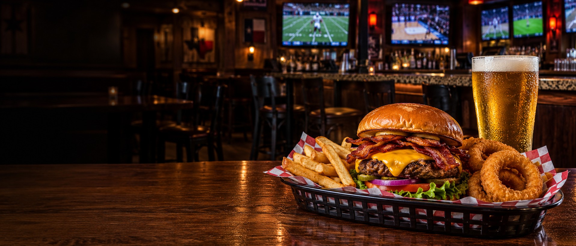 Restaurant meal and drinks at a bar