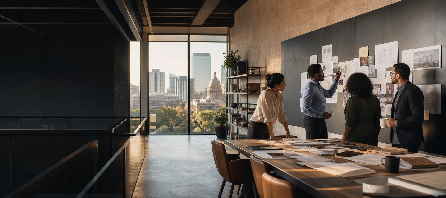Professional team meeting in a modern office
