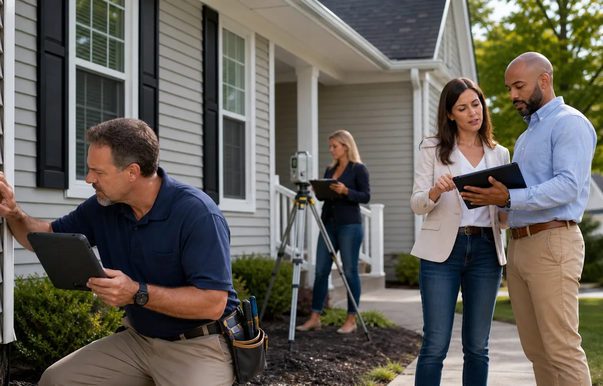 Property inspection with a homeowner and service professional